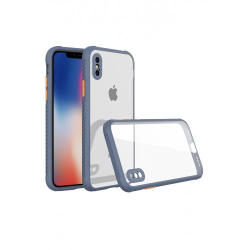 Newface iPhone XS Max Kılıf Miami Şeffaf Silikon  - Gri