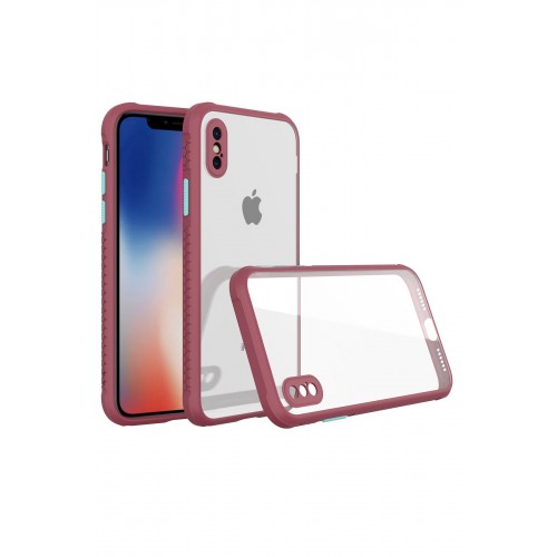 Newface iPhone XS Max Kılıf Miami Şeffaf Silikon  - Fuşya