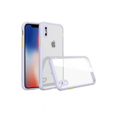 Newface iPhone XS Max Kılıf Miami Şeffaf Silikon  - Lila