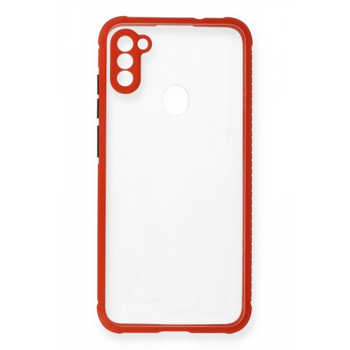 Newface Samsung Galaxy A11 Kılıf Miami Şeffaf Silikon - Kırmızı Newface Samsung Galaxy A11 Kılıf Miami Şeffaf Silikon - Kırmızı