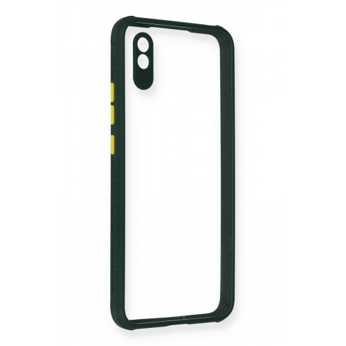 Newface Xiaomi Redmi 9A Kılıf Miami Şeffaf Silikon  - Koyu Yeşil