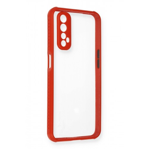 Newface Realme 7 Kılıf Miami Şeffaf Silikon  - Kırmızı