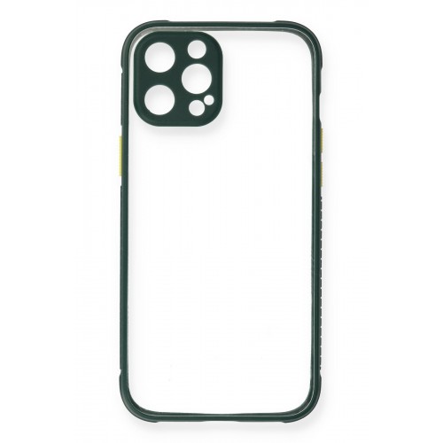 Newface iPhone 12 Pro Kılıf Miami Şeffaf Silikon - Koyu Yeşil Newface iPhone 12 Pro Kılıf Miami Şeffaf Silikon - Koyu Yeşil