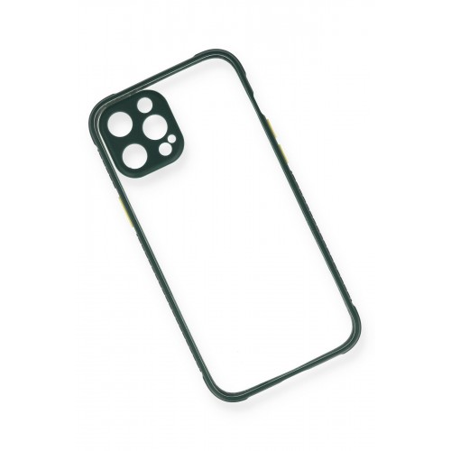 Newface iPhone 12 Pro Kılıf Miami Şeffaf Silikon - Koyu Yeşil Newface iPhone 12 Pro Kılıf Miami Şeffaf Silikon - Koyu Yeşil