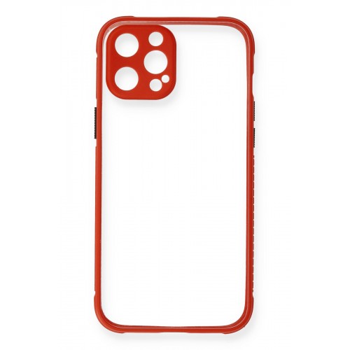 Newface iPhone 12 Pro Max Kılıf Miami Şeffaf Silikon - Kırmızı Newface iPhone 12 Pro Max Kılıf Miami Şeffaf Silikon - Kırmızı