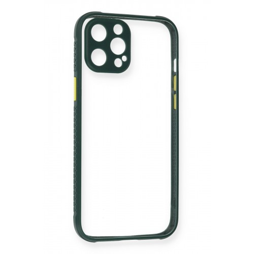 Newface iPhone 12 Pro Max Kılıf Miami Şeffaf Silikon  - Koyu Yeşil