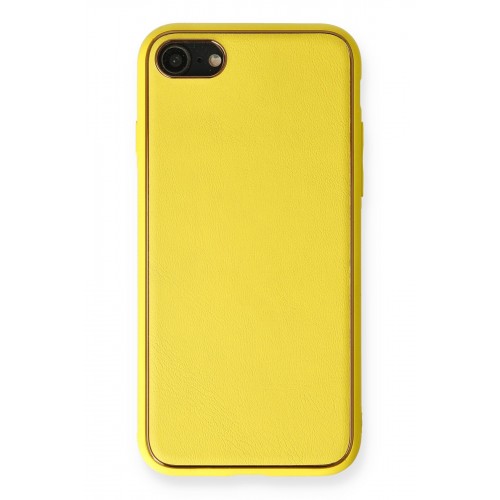 Newface iPhone 8 Kılıf Coco Deri Silikon Kapak - Sarı