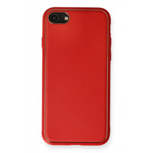 Newface iPhone 8 Kılıf Coco Deri Silikon Kapak - Kırmızı