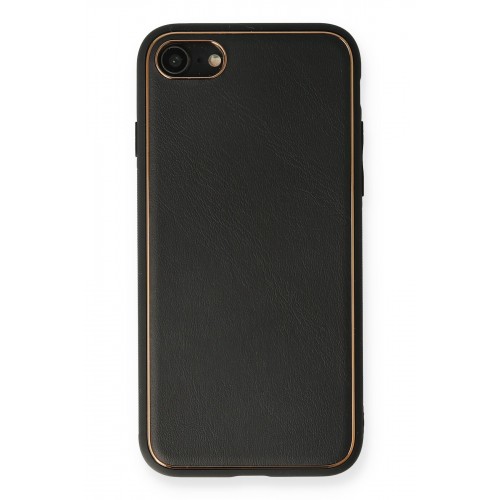 Newface iPhone 8 Kılıf Coco Deri Silikon Kapak - Siyah