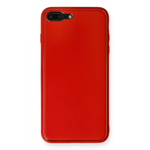 Newface iPhone 8 Plus Kılıf Coco Deri Silikon Kapak - Kırmızı