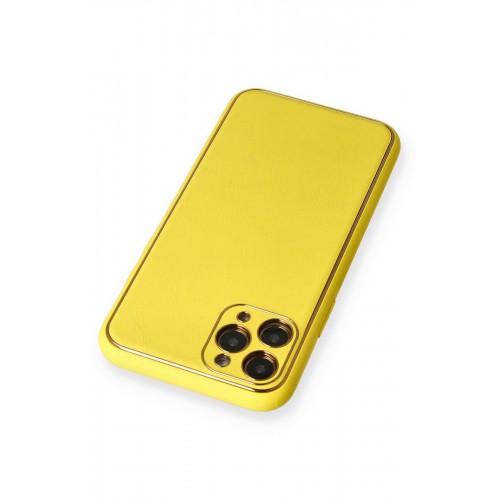 Newface iPhone 11 Pro Kılıf Coco Deri Silikon Kapak - Sarı Newface iPhone 11 Pro Kılıf Coco Deri Silikon Kapak - Sarı