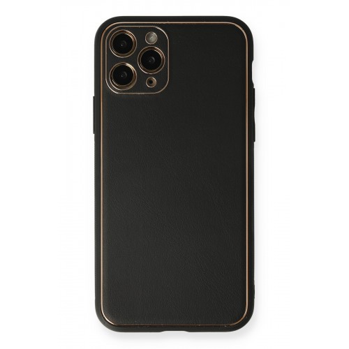 Newface iPhone 11 Pro Max Kılıf Coco Deri Silikon Kapak - Siyah
