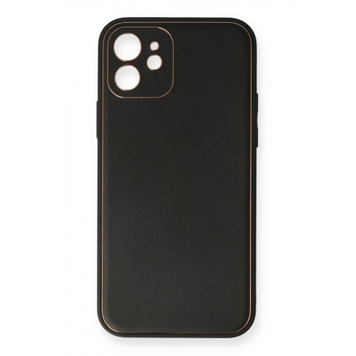 Newface iPhone 12 Mini Kılıf Coco Deri Silikon Kapak - Siyah