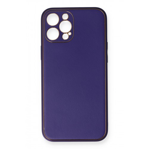 Newface iPhone 12 Pro Max Kılıf Coco Deri Silikon Kapak - Mor