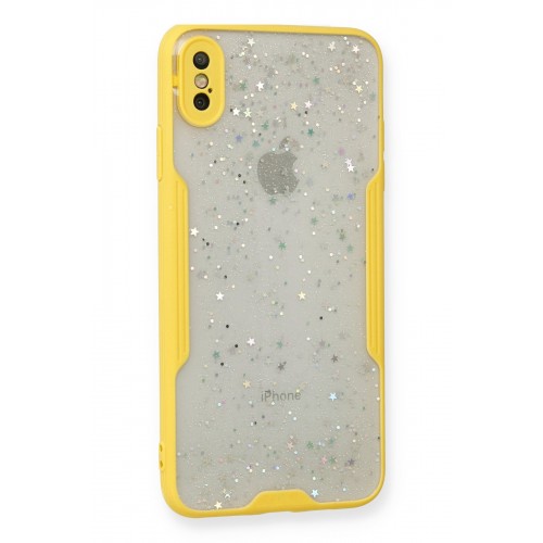 Newface iPhone X Kılıf Platin Simli Silikon - Sarı Newface iPhone X Kılıf Platin Simli Silikon - Sarı
