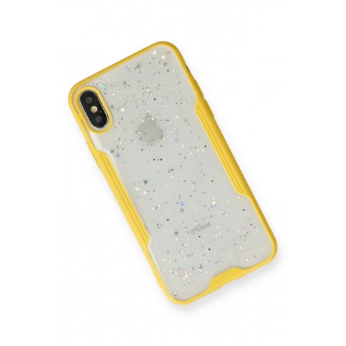 Newface iPhone X Kılıf Platin Simli Silikon - Sarı Newface iPhone X Kılıf Platin Simli Silikon - Sarı