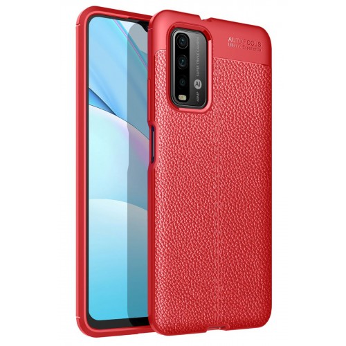 Newface Xiaomi Pocophone M3 Kılıf Focus Derili Silikon - Kırmızı