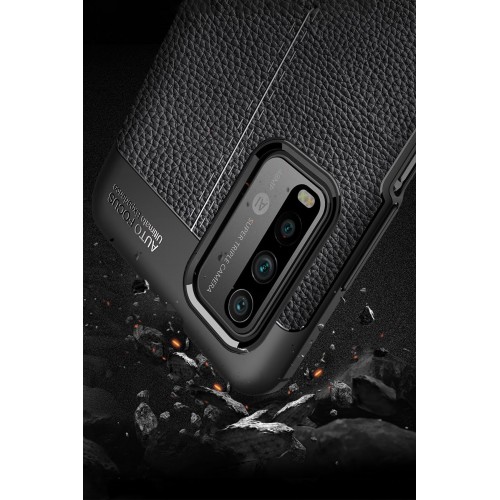 Newface Xiaomi Pocophone M3 Kılıf Focus Derili Silikon - Siyah Newface Xiaomi Pocophone M3 Kılıf Focus Derili Silikon - Siyah