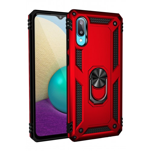 Newface Samsung Galaxy A02 Kılıf Sofya Yüzüklü Silikon Kapak - Kırmızı