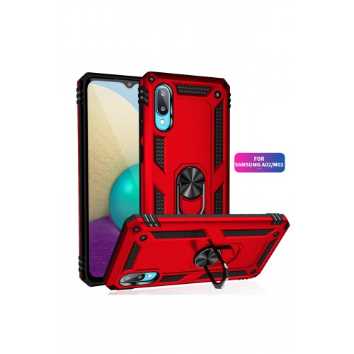 Newface Samsung Galaxy A02 Kılıf Sofya Yüzüklü Silikon Kapak - Kırmızı Newface Samsung Galaxy A02 Kılıf Sofya Yüzüklü Silikon Kapak - Kırmızı