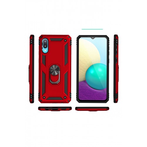 Newface Samsung Galaxy A02 Kılıf Sofya Yüzüklü Silikon Kapak - Kırmızı Newface Samsung Galaxy A02 Kılıf Sofya Yüzüklü Silikon Kapak - Kırmızı