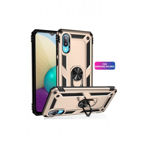 Newface Samsung Galaxy A02 Kılıf Sofya Yüzüklü Silikon Kapak - Gold Newface Samsung Galaxy A02 Kılıf Sofya Yüzüklü Silikon Kapak - Gold