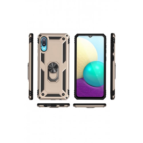 Newface Samsung Galaxy A02 Kılıf Sofya Yüzüklü Silikon Kapak - Gold Newface Samsung Galaxy A02 Kılıf Sofya Yüzüklü Silikon Kapak - Gold