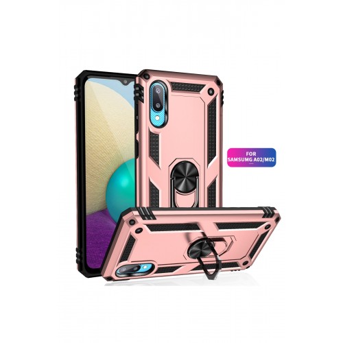 Newface Samsung Galaxy A02 Kılıf Sofya Yüzüklü Silikon Kapak - Rose Newface Samsung Galaxy A02 Kılıf Sofya Yüzüklü Silikon Kapak - Rose