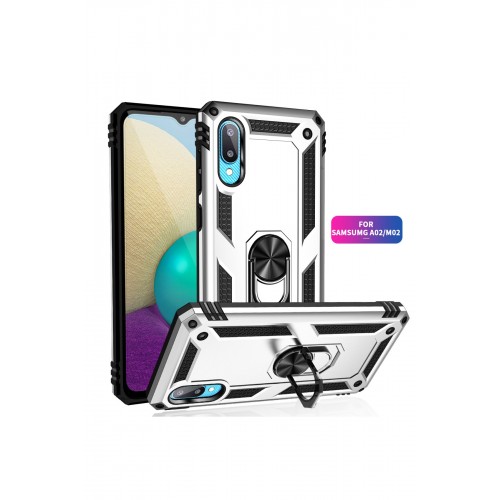 Newface Samsung Galaxy A02 Kılıf Sofya Yüzüklü Silikon Kapak - Gümüş Newface Samsung Galaxy A02 Kılıf Sofya Yüzüklü Silikon Kapak - Gümüş