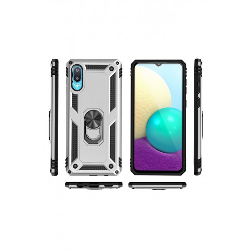 Newface Samsung Galaxy A02 Kılıf Sofya Yüzüklü Silikon Kapak - Gümüş Newface Samsung Galaxy A02 Kılıf Sofya Yüzüklü Silikon Kapak - Gümüş