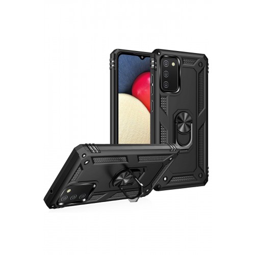 Newface Samsung Galaxy A02S Kılıf Sofya Yüzüklü Silikon Kapak - Siyah Newface Samsung Galaxy A02S Kılıf Sofya Yüzüklü Silikon Kapak - Siyah