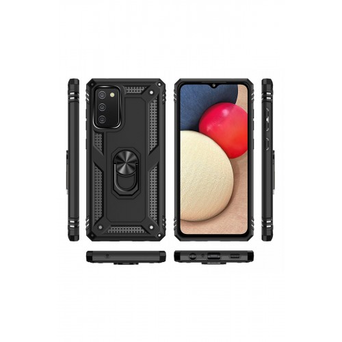 Newface Samsung Galaxy A02S Kılıf Sofya Yüzüklü Silikon Kapak - Siyah Newface Samsung Galaxy A02S Kılıf Sofya Yüzüklü Silikon Kapak - Siyah