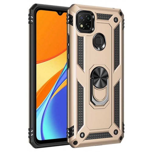 Newface Xiaomi Redmi 9C Kılıf Sofya Yüzüklü Silikon Kapak - Gold