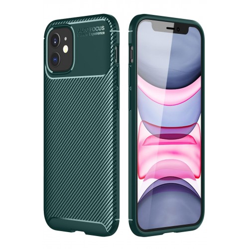 Newface iPhone 12 Mini Kılıf Focus Karbon Silikon - Yeşil