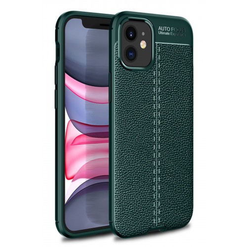 Newface iPhone 12 Kılıf Focus Derili Silikon - Yeşil Newface iPhone 12 Kılıf Focus Derili Silikon - Yeşil