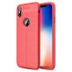 Newface iPhone X Kılıf Focus Derili Silikon - Kırmızı