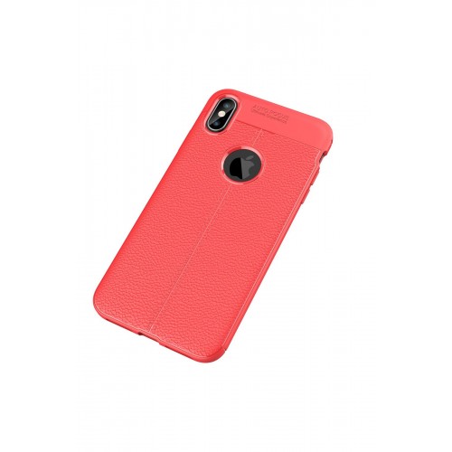 Newface iPhone XS Kılıf Focus Derili Silikon - Kırmızı Newface iPhone XS Kılıf Focus Derili Silikon - Kırmızı