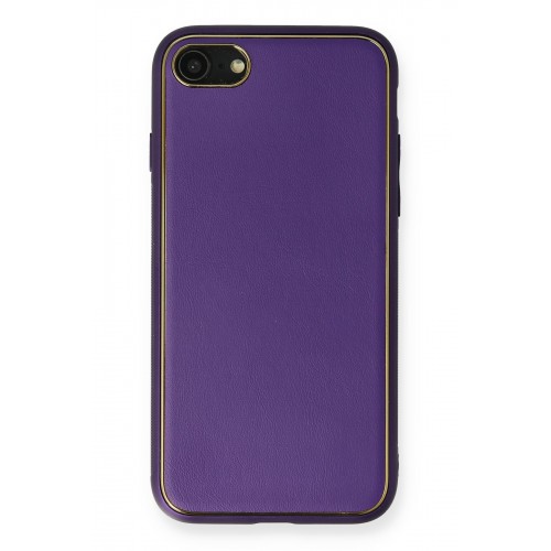 Newface iPhone SE 2020 Kılıf Coco Deri Silikon Kapak - Mor