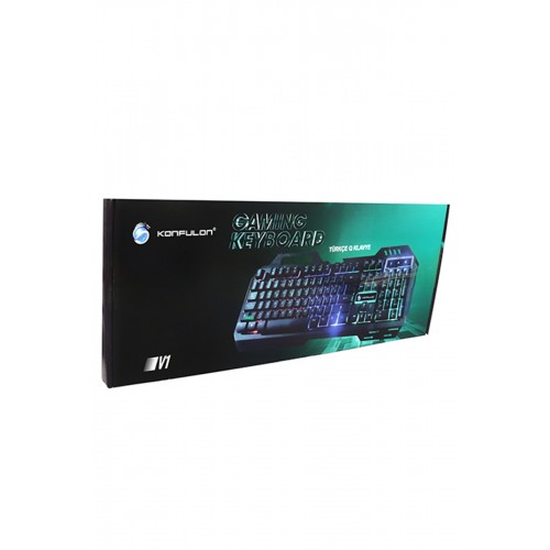 Konfulon V1 RGB Işıklı Metal Yüzey Türkçe Q Kablolu Gaming Klavye Konfulon V1 RGB Işıklı Metal Yüzey Türkçe Q Kablolu Gaming Klavye