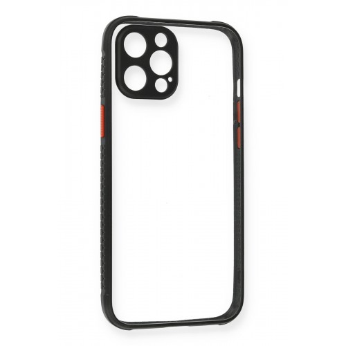 Newface iPhone 12 Kılıf Miami Şeffaf Silikon  - Siyah