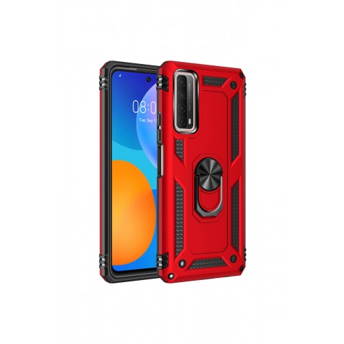 Newface Huawei P Smart 2021 Kılıf Sofya Yüzüklü Silikon Kapak - Kırmızı Newface Huawei P Smart 2021 Kılıf Sofya Yüzüklü Silikon Kapak - Kırmızı