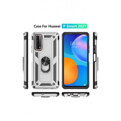 Newface Huawei P Smart 2021 Kılıf Sofya Yüzüklü Silikon Kapak - Gümüş Newface Huawei P Smart 2021 Kılıf Sofya Yüzüklü Silikon Kapak - Gümüş