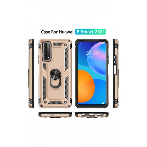 Newface Huawei P Smart 2021 Kılıf Sofya Yüzüklü Silikon Kapak - Gold Newface Huawei P Smart 2021 Kılıf Sofya Yüzüklü Silikon Kapak - Gold