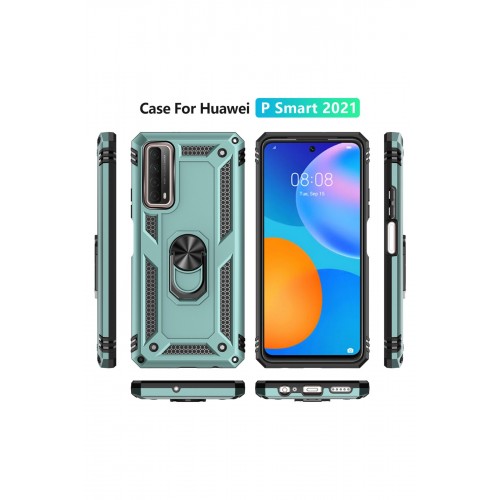 Newface Huawei P Smart 2021 Kılıf Sofya Yüzüklü Silikon Kapak - Yeşil Newface Huawei P Smart 2021 Kılıf Sofya Yüzüklü Silikon Kapak - Yeşil