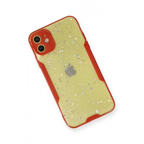 Newface iPhone 12 Kılıf Platin Simli Silikon - Kırmızı Newface iPhone 12 Kılıf Platin Simli Silikon - Kırmızı