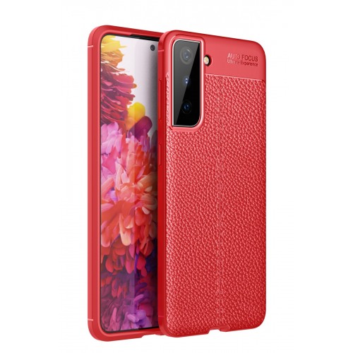 Newface Samsung Galaxy S21 Plus Kılıf Focus Derili Silikon - Kırmızı Newface Samsung Galaxy S21 Plus Kılıf Focus Derili Silikon - Kırmızı