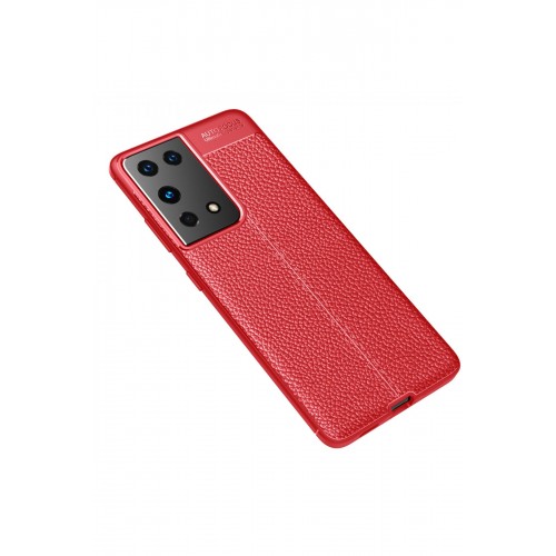 Newface Samsung Galaxy S21 Ultra Kılıf Focus Derili Silikon - Kırmızı Newface Samsung Galaxy S21 Ultra Kılıf Focus Derili Silikon - Kırmızı