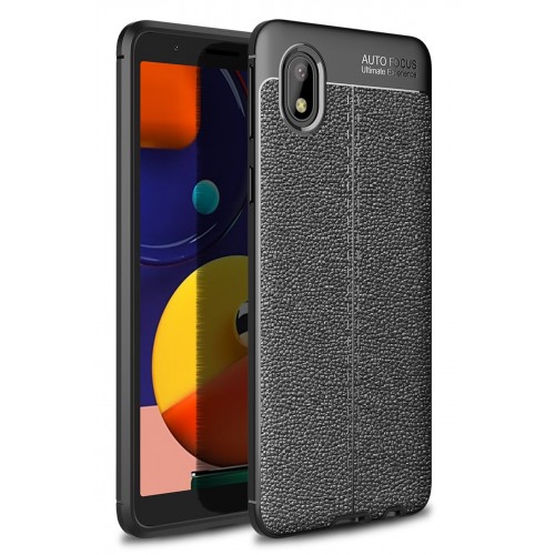 Newface Samsung Galaxy A01 Core Kılıf Focus Derili Silikon - Siyah Newface Samsung Galaxy A01 Core Kılıf Focus Derili Silikon - Siyah