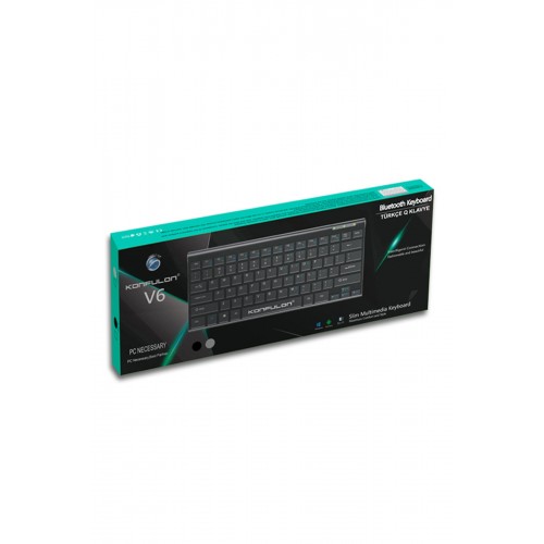 Konfulon V6 Bluetooth 5.0 Standlı Türkçe Q Klavye - Siyah Konfulon V6 Bluetooth 5.0 Standlı Türkçe Q Klavye - Siyah