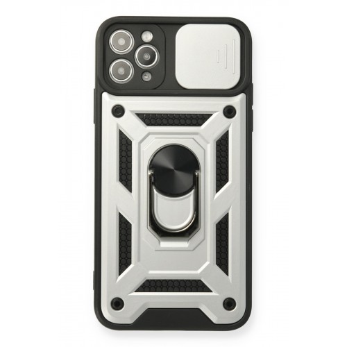 Newface iPhone 11 Pro Kılıf Pars Lens Yüzüklü Silikon - Gümüş